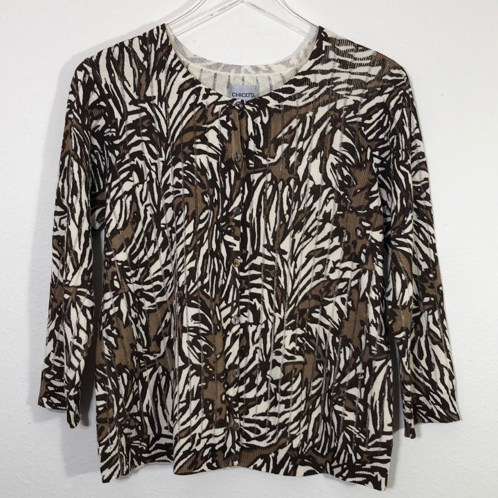 Chicos Linen Cotton Blend Cardigan